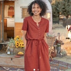 Sundance Candice Rust Easy Striped Cotton Shirt Dress Vacay Western Boho Medium